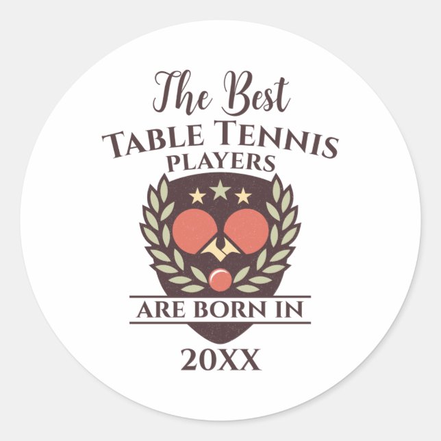Funny Birth Year Birthday Name Table Tennis  Runder Aufkleber (Vorderseite)