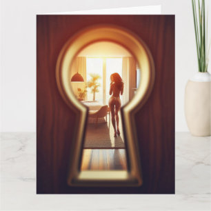 FUNNY BIRTHDAKING PEEKING PERVERT GREETING CARD KARTE