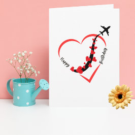 Funny Birthday Airplane Herzluftfahrt Minimalistis Karte