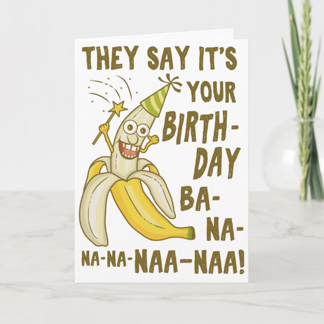 Funny Birthday Banana Cartoon Spaß Einzigartig Karte (Vorderseite)