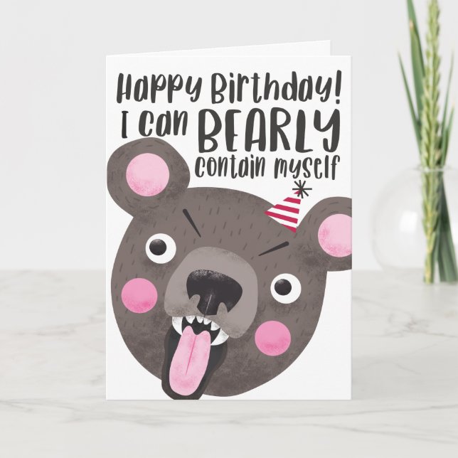 Funny Birthday Bear Karte (Vorderseite)