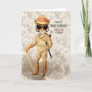 Funny Birthday Big Game Hipster Tiger Safari Karte