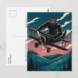 Funny Birthday Bigfoot Vintage Airplane Clouds  Postkarte