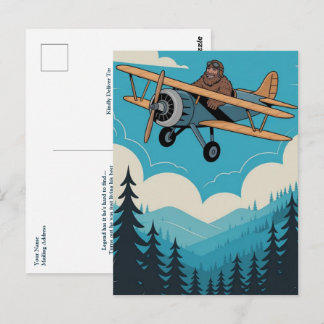 Funny Birthday Bigfoot Vintage Airplane Custom Postkarte