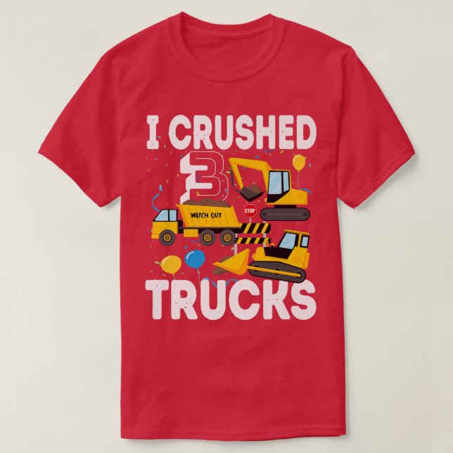 Funny Birthday Boy 3 Party Balloons Construction T T-Shirt (Design vorne)