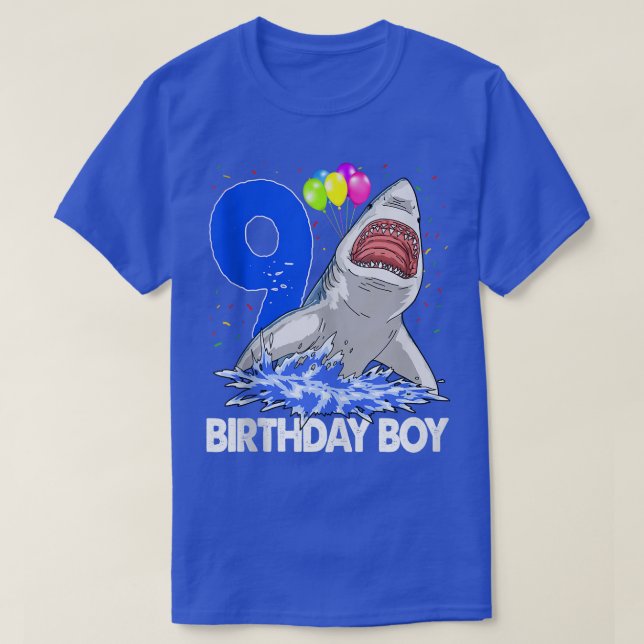 Funny Birthday Boy 9 Shark TeeWomen Celebration Gi T-Shirt (Design vorne)