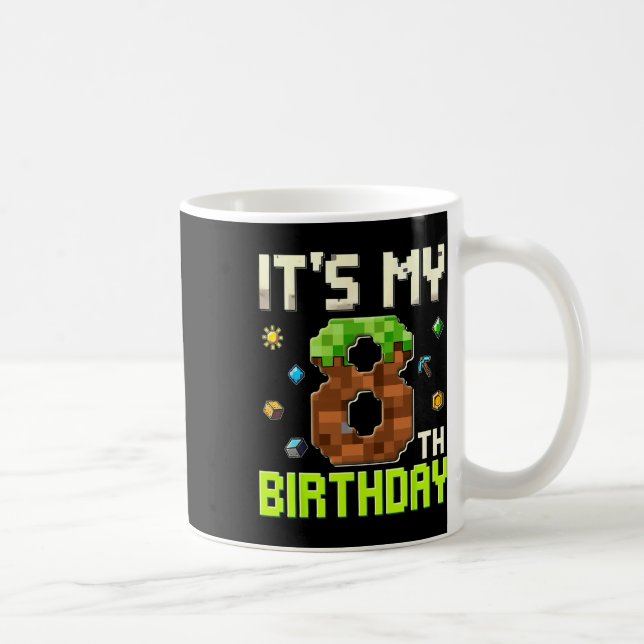 Funny Birthday Boy It's My 8th Birthday Gamer Pixe Kaffeetasse (Rechts)