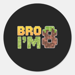 Funny Birthday Boy Shirt Bro Im 8 Birthday Video G Runder Aufkleber