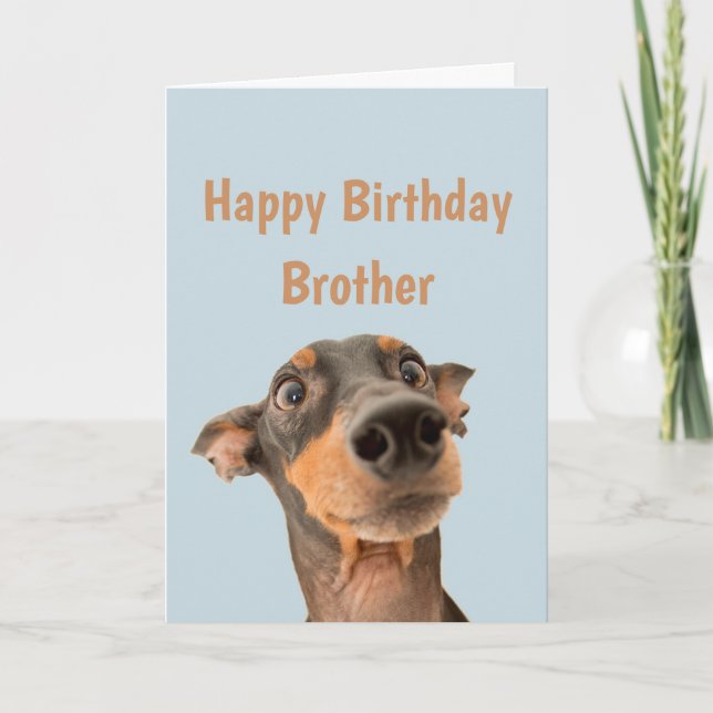 Funny Birthday Brother schockiert Hund Tier Spaß Karte (Vorderseite)