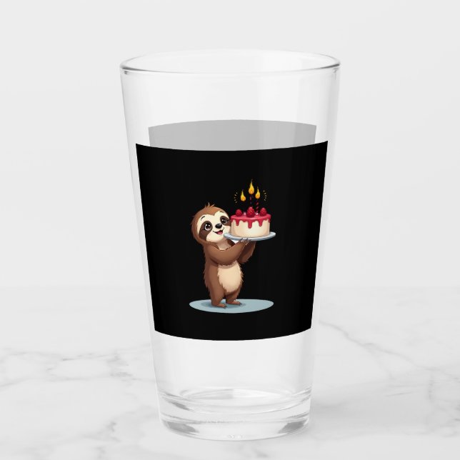 Funny Birthday Cake with Sloth Costume for Boys an Glas (Vorderseite)