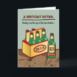 Funny Birthday Card | 6 Bierpackungen Karte<br><div class="desc">Die sonnige Geburtstagskarte mit 6 handgezeichneten Bierflaschen auf einem strukturierten Hintergrund. Kurze Rhyme-Meldung angegeben. Sie können diese lustige Geburtstagskarte mit Ihrem eigenen Text und Bildern personalisieren. Diese Karte ist auch für andere Anlässe gut geeignet,  z.B. nur weil und mehr.</div>