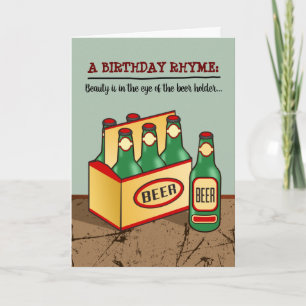 Funny Birthday Card (6 Pack Bier) Rhyme Karte