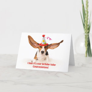 Funny birthday card Basset hound dog with big ears Karte