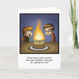 Funny Birthday Card - "Cake on Fire" Karte