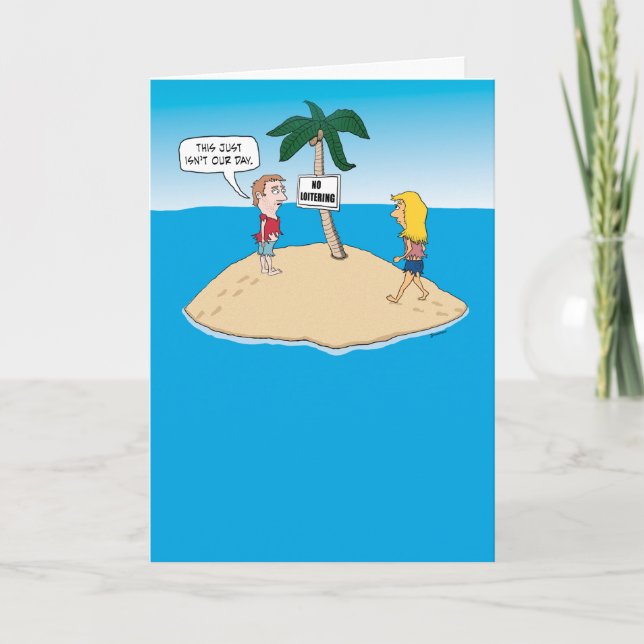 Funny Birthday Card: Desert Island Karte (Vorderseite)