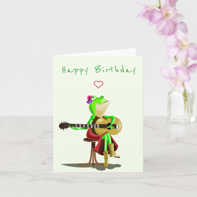 Funny Birthday Card Frosch Gitarre spielen Karte (Orchidee)