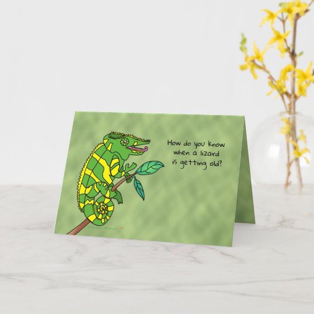 Funny Birthday Card für Old Man Lizard Joke Custom Karte (Gelbe Blume)