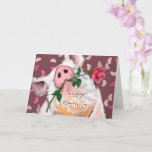 Funny Birthday Card Gentleman Pig mit Rose Karte<br><div class="desc">Romantische Gentleman Pig Funny Geburtstagskarten - MIGNED Painting Design - Anpassbar - oder Hinzufügen von Text / Name</div>