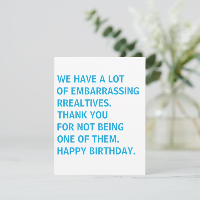 Funny Birthday Card, Happy Birthday Mitteilungskarte (Stehend Vorderseite)