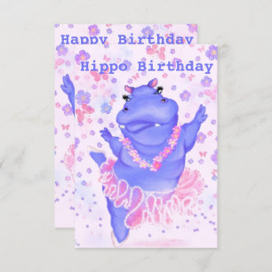 Funny Birthday Card Happy Hippo Ballet Dancer