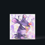 Funny Birthday Card Happy Mouse Eat Ice Cream<br><div class="desc">Happy Birthday Cards - Happy Lila Mouse Eat Ice Cream - Funny Painting Cartoon Migned - Fügen Sie Ihren Text / Name</div>