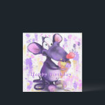 Funny Birthday Card Happy Mouse Eat Ice Cream<br><div class="desc">Happy Birthday Cards - Happy Lila Mouse Eat Ice Cream - Funny Painting Cartoon Migned - Fügen Sie Ihren Text / Name</div>