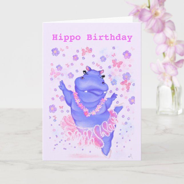 Funny Birthday Card mit Ballerina Hippo Karte (Orchidee)