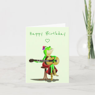 Funny Birthday Card mit Frosch Spielgitarre Karte