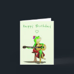 Funny Birthday Card mit Frosch Spielgitarre Karte<br><div class="desc">Frog Playing Gitarre Funny Geburtstagskarten - MIGNED Painting Design - Anpassbar - oder Hinzufügen Sie Ihren Text / Name</div>