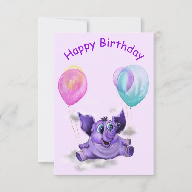 Funny Birthday Card mit Happy Elephant Karte (Vorderseite)
