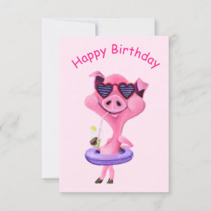 Funny Birthday Card mit Happy Party Pig Karte