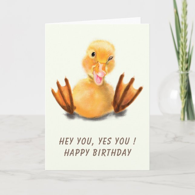 Funny Birthday Card mit Happy Yellow Duck Karte (Vorderseite)