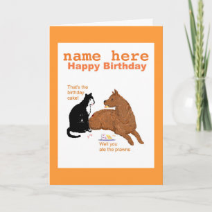 Funny Birthday Card mit Hund, Katze Vorname hinzuf Karte