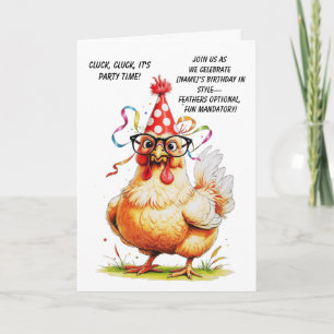 Funny Birthday Card mit stilvollem Huhn Einladung