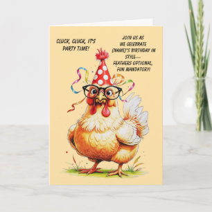 Funny Birthday Card mit stilvollem Huhn Einladung