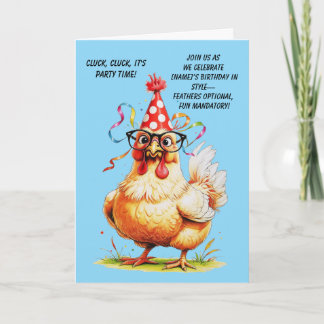 Funny Birthday Card mit stilvollem Huhn Einladung