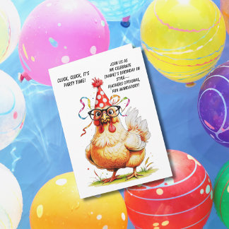 Funny Birthday Card mit stilvollem Huhn Einladung