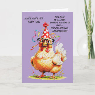 Funny Birthday Card mit stilvollem Huhn Einladung