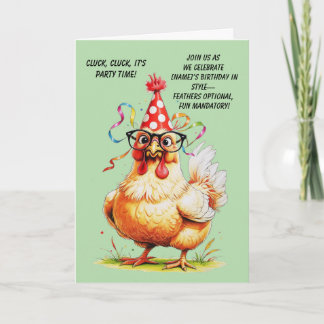 Funny Birthday Card mit stilvollem Huhn Einladung