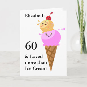 Funny Birthday Card Niedlich Ice Creme Add Year &  Karte