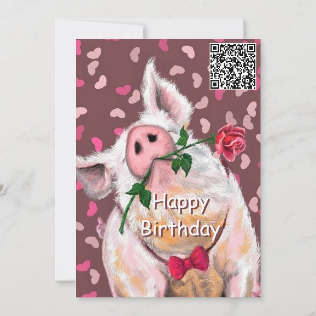 Funny Birthday Card Romantischer Gentleman Pig Karte (Rückseite)