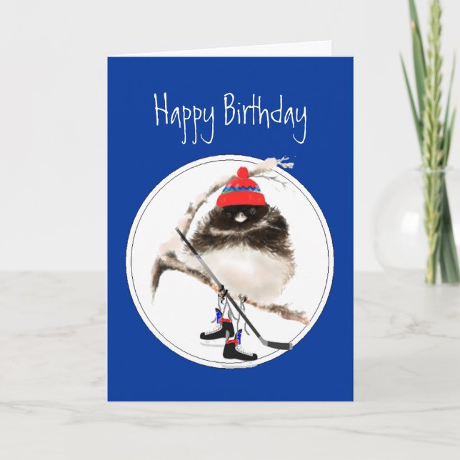 Funny Birthday Champion Ice Hockey Sport Bird Karte (Vorderseite)