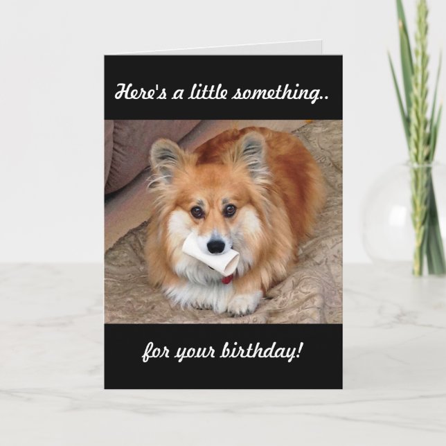 Funny Birthday Corgi mit Knochen Karte (Vorderseite)