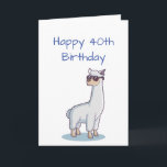 Funny Birthday Custom Age 30. Karte<br><div class="desc">Funny Birthday 30th or customize the year Llama Animal Got my shades on there will be soooo many candles.</div>