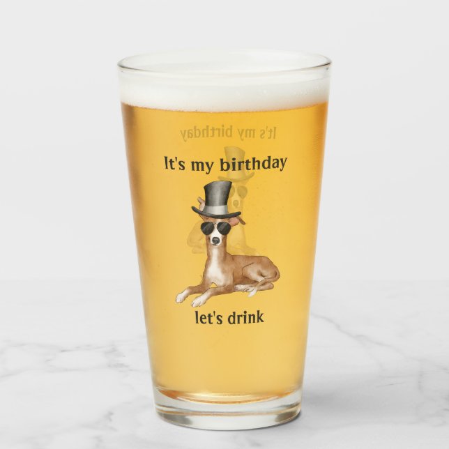 Funny Birthday Dog Glass Glas (Vorne (Gefüllt))