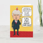 Funny Birthday: Donald Trump baut eine Kuchenmauer Karte<br><div class="desc">Dieser lustige Geburtstagskuchen zeigt einen Typ,  der verdächtig wie Donald Trump aussieht und verspricht,  mit so vielen gefährlichen Kerzen eine Mauer um den Kuchen zu bauen. ©2015 Chuck Ingwersen</div>