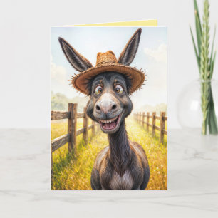 Funny Birthday Donkey trägt einen Hut Karte