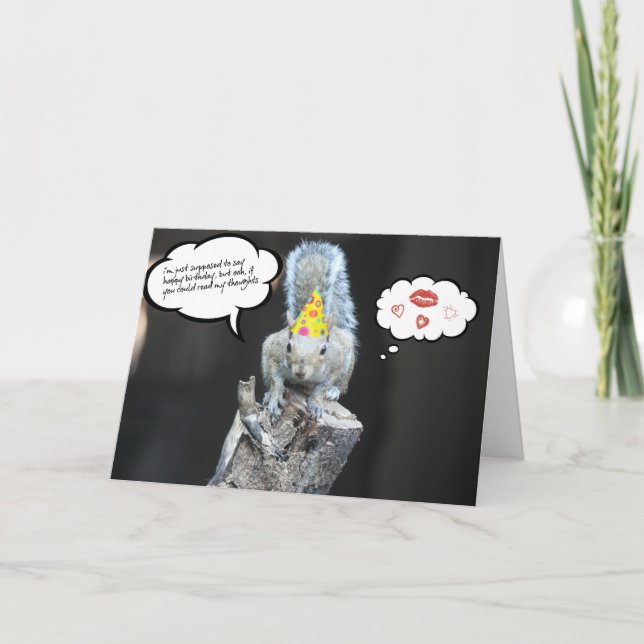 Funny Birthday Eichhörnchen, Liebe und Kisses Karte (Vorderseite)
