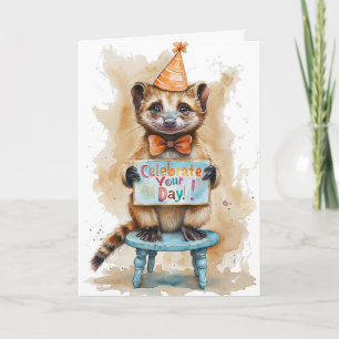 Funny Birthday Ferret Party Hat Feier Karte