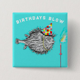 Funny Birthday Fish Wish Button